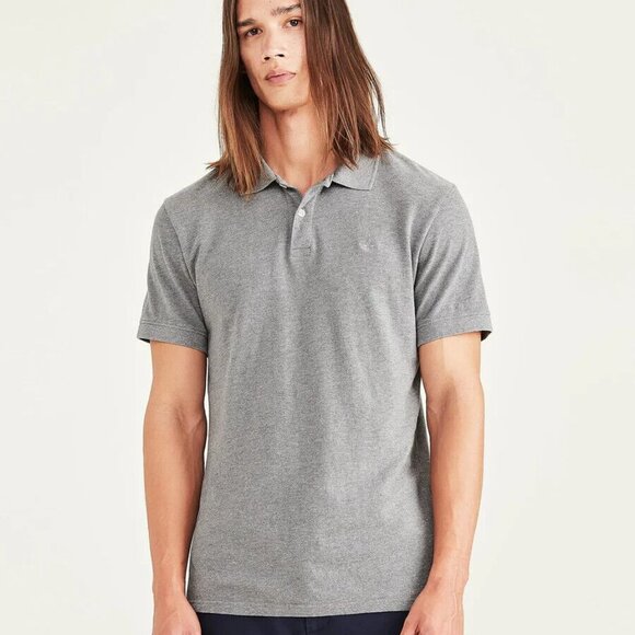 Dockers Men's Rib Collar Polo Slim Fit - Grey Heather - Size M - Picture 1 of 4